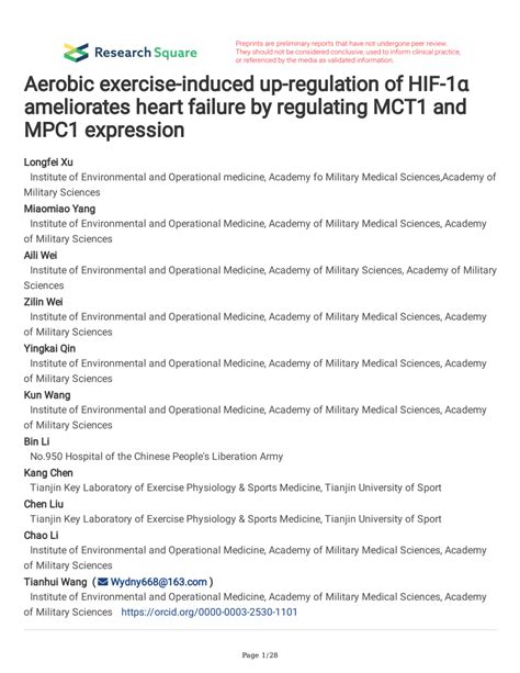 PDF Aerobic exercise induced up regulation of HIF 1α ameliorates