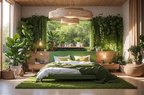 Premium Photo | Green Bedroom Ideas Eco Friendly Decorating