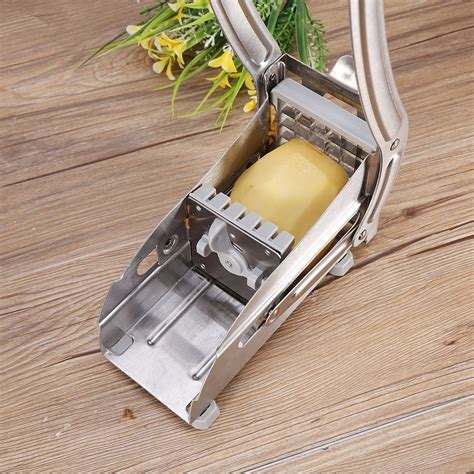 Qiilu Stainless Steel French Fries Slicer Potato Chipper Chip Cutter