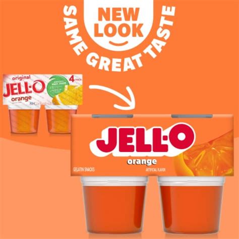 Jell O Original Orange Jello Cups Gelatin Snack 4 Ct Kroger