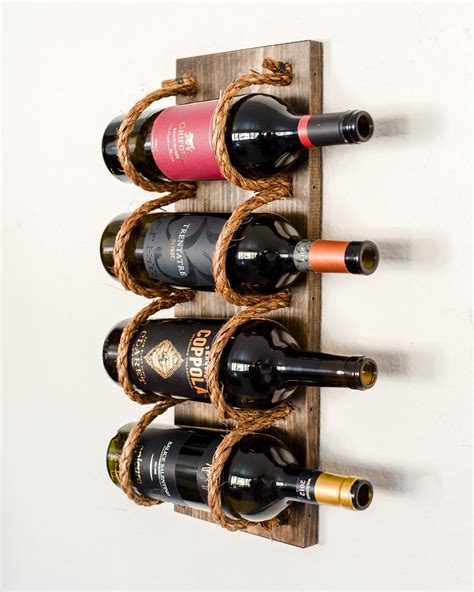 Coastal Wine Rack Wall Mounted Rustic Wine Bottle Holder Bar Etsy In 2020 Wood Wine Bottle