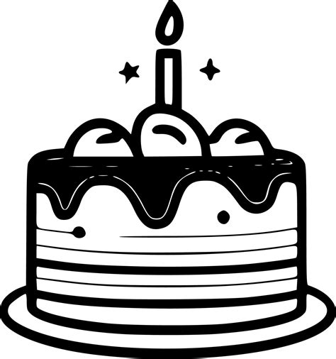 Birthday Cake - Black and White Isolated Icon - Vector illustration ...