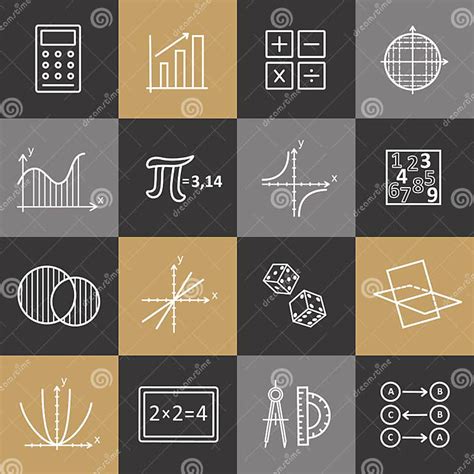 Set Of Modern Thin Line Icons For Math Stock Vector Illustration Of