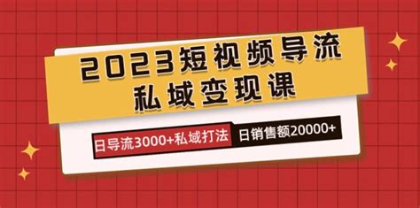 2023短视频导流私域变现课，日导流3000 私域打法 日销售额2w 高羽网创