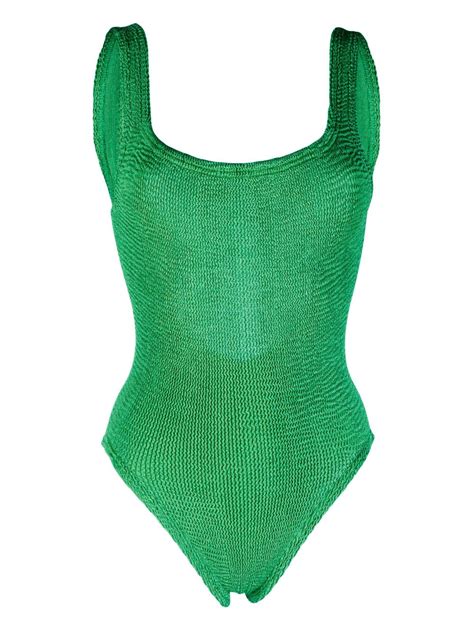 Hunza G Square Neck Crinkle Swimsuit Farfetch