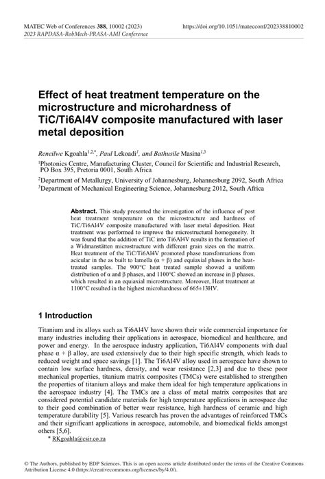 PDF Effect Of Heat Treatment Temperature On The Microstructure And