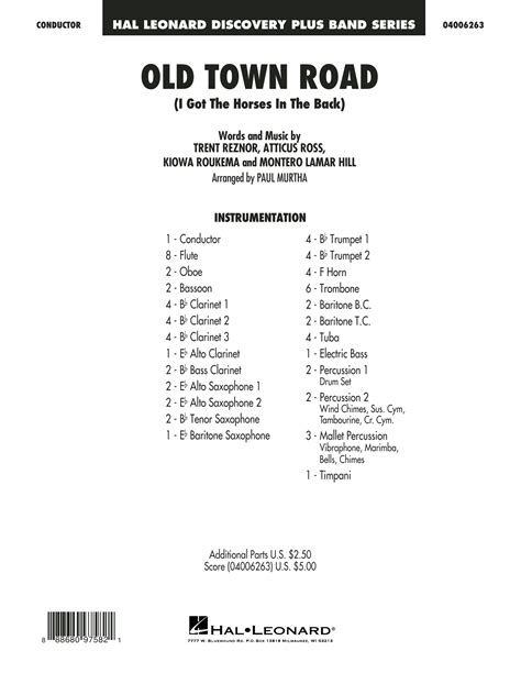 Old Town Road Arr Paul Murtha By Lil Nas X Feat Billy Ray Cyrus Sheet Music For Concert Band