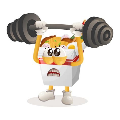 Premium Vector Cute Ramen Mascot Bodybuilding With Barbell