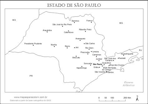 São Paulo Para Colorir - MAPA DE SÃO PAULO - Mapas para Colorir