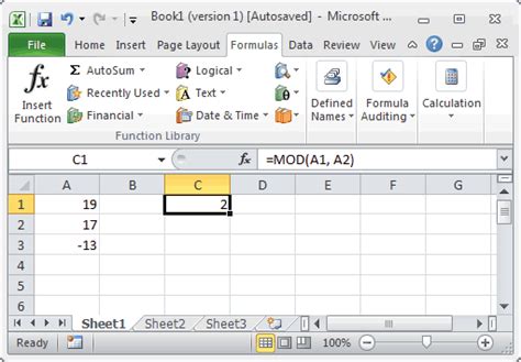 Ms Excel How To Use The Mod Function Ws