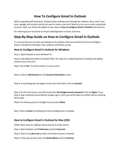 How To Configure Gmail In Outlook