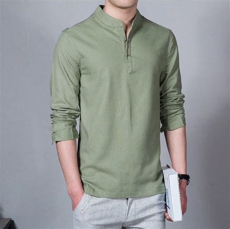 100 Brand New Item Type Shirt Gender Men Collar Mandarin Collar