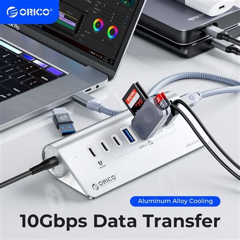 Orico Powered Usb Hub 10gbps 7 Port Usb 32 Gen 2 Hub With 6 Usb 32 Data Ports 1 Pd 60w