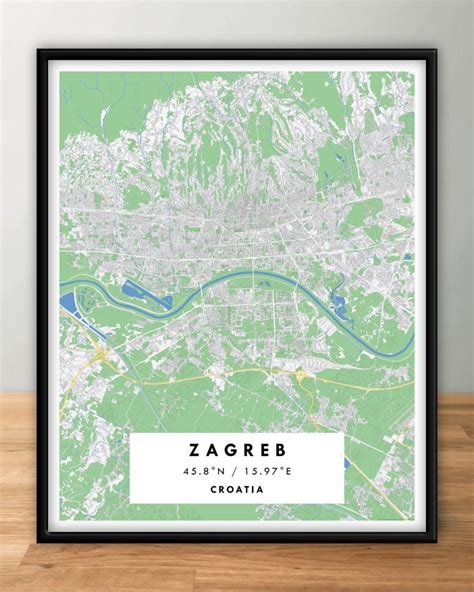 ZAGREB City Digital Map Poster – Geographical | Maps & More