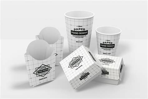 Fast Food Packaging (Boxes and Cups) Mockup - Mockup World