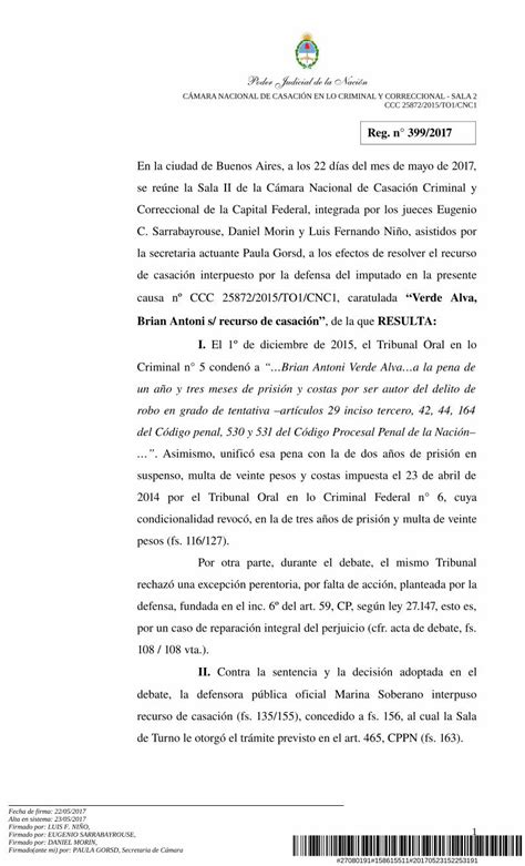 Pdf Poder Judicial De La Nación Pensamiento Penal · Añadió Que La Aplicación De La Ley 27