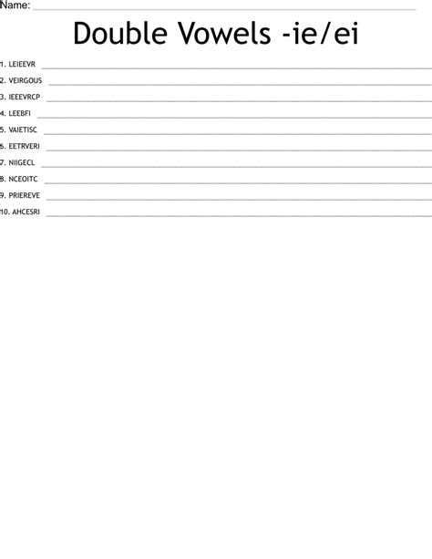 Double Vowels Ieei Word Scramble Wordmint