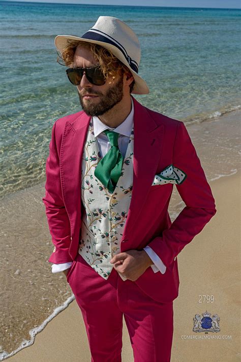 Traje De Novio Fucsia En Original Piqu De Algod N Slimfit Ottavio