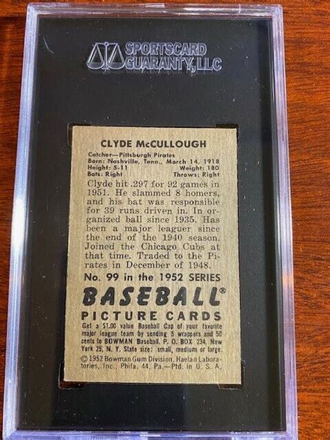 Bowman Clyde Mccullough Sgc Nrmt Mint Ebay