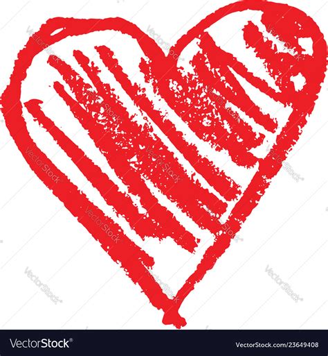 Heart Shape Outline Drawn With A Wax Crayon Vector Image