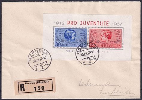 Pro Juventute 1937 SBK Nr J83I J84I Block 3 FDC Briefmarken World