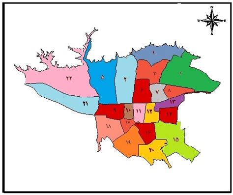 شیپفایل مناطق 22 گانه تهران دانلود رایگان