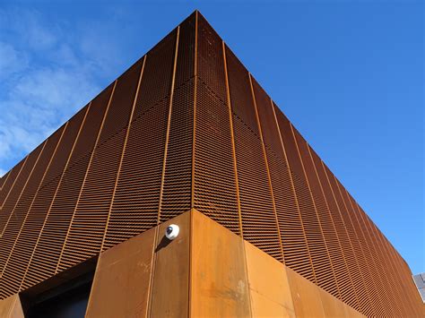 Corten Mesh Facade Hebburn Community Hub Rainscreen Cladding Steel