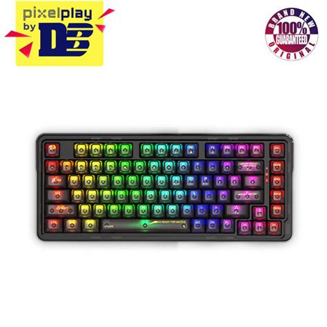 Redragon Elf Pro Wireless Crystal 75 Gasket Hot Swappable Mechanical Keyboard Crystal Black