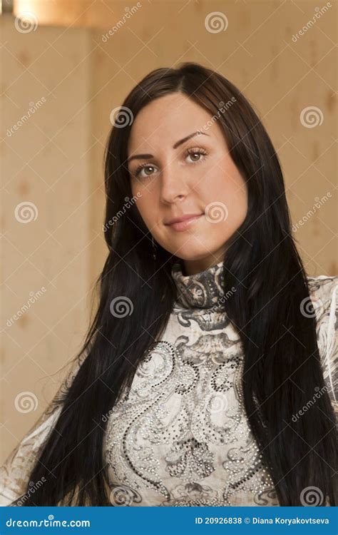 Portrait Of An Attractive Brunette Stock Photo Image Of Face Woman