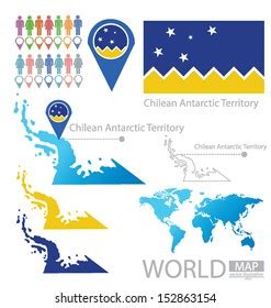 Chilean Antarctic Territory Flag World Map Stock Vector (Royalty Free ...