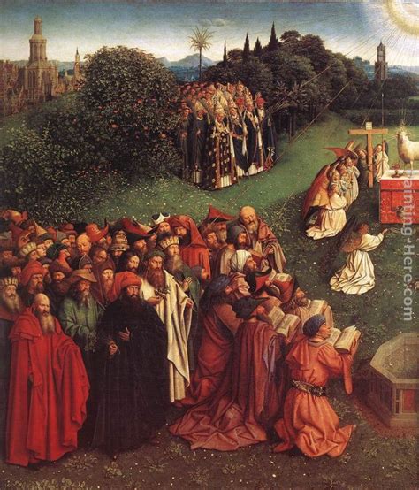 Jan Van Eyck The Ghent Altarpiece Adoration Of The Lamb Detail Left