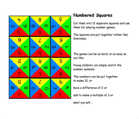 Numbered Squares Printable