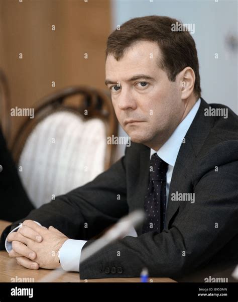 First Deputy Prime Minister Dmitry Medvedev at a meeting on demographic policy with officials ...