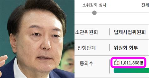 정치적으로 윤석열 대통령 탄핵 국민청원이 100만명 돌파했고 전날 대통령실은 이러한 입장을 밝혔다