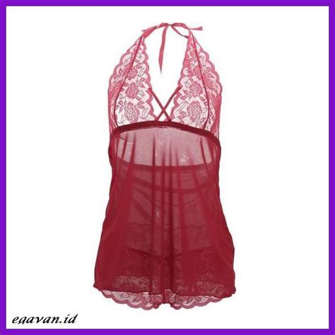 Jual Lingerie Sonia Premium Sexy Lingerie Babydoll Panty Maroon Red Lace Merah Sexyes