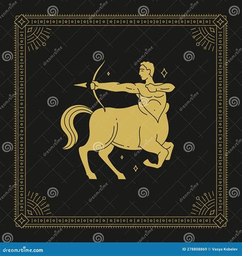 Sagittarius Zodiac Archery Centaur Astrology Antique Line Art Deco