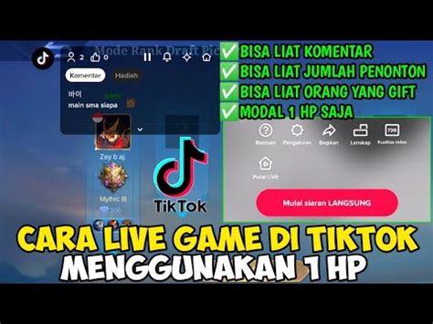 Tutorial Cara Live Game Di Tiktok Menggunakan Hp Youtube