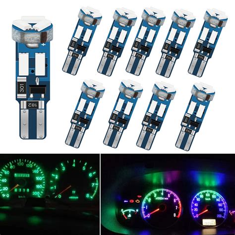 10pcs Set Car Dashboard Instrument Lights T5 Led Bulbs W3W W1 2W 17 37