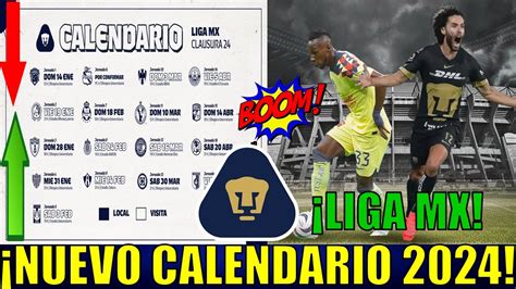 CALENDARIO OFICIAL DE PUMAS En La LIGA MX CL 2024 FECHAS HORARIOS Y