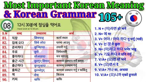 Korean Meaning In Nepali Korean Grammar In Nepali Youtube