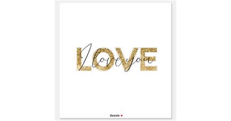 Gold Glitter Love You Sticker | Zazzle