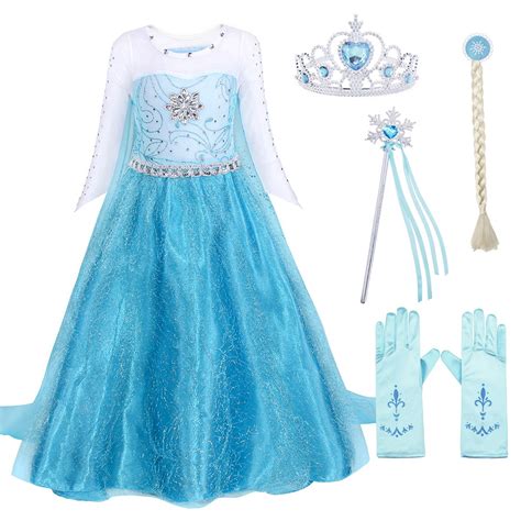 Girls Elsa Frozen Costumes Kids Princess Tulle Dress Snow Queen