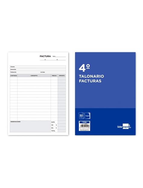 Talonario Liderpapel Facturas Cuarto Original Y 2 Copias T316 Con Iva