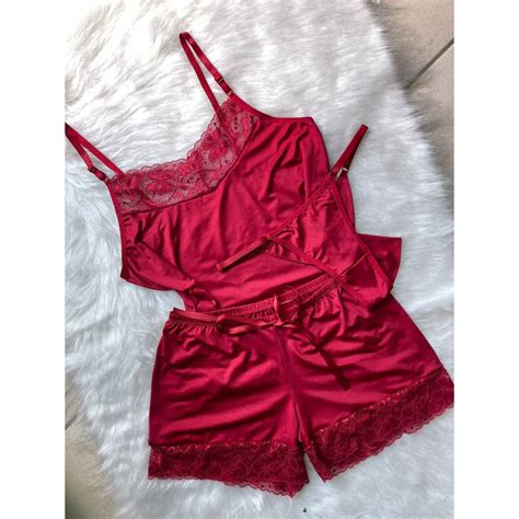 Mit Lingerie Pijama Feminino Peças Short Doll Camisete Calcinha Fio