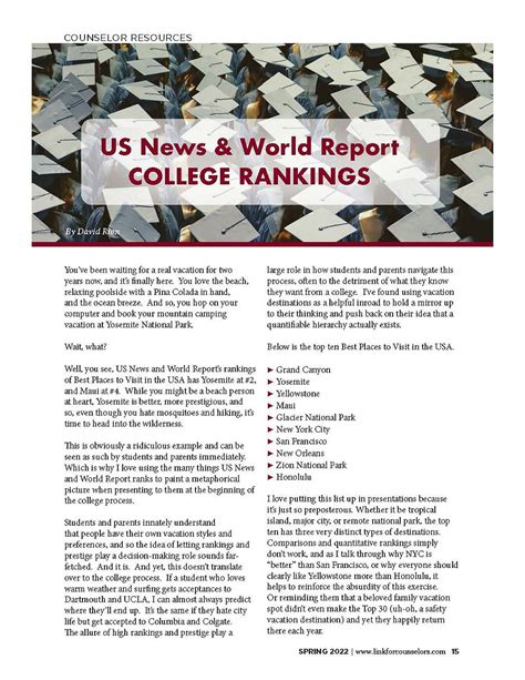 Lets Talk About The Us News And World Report College Rankings