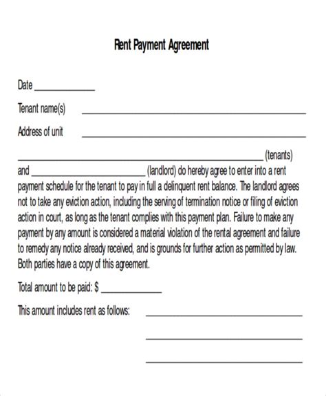 Rent Payment Plan Template