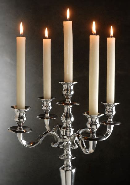 Silver Candle Labra With Five Tapered Candles