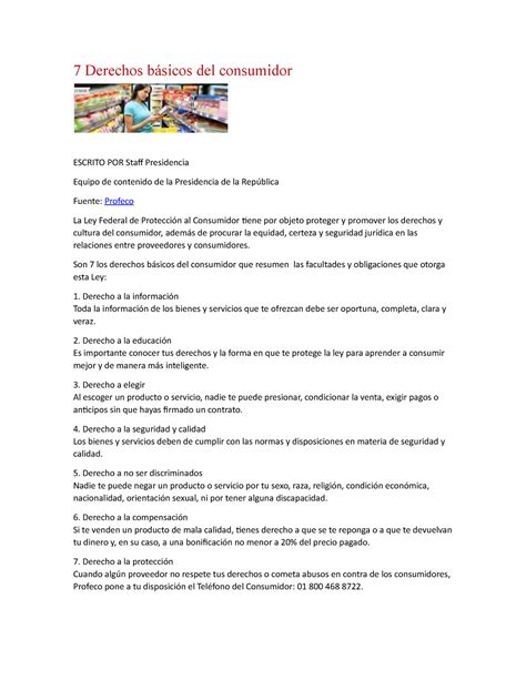 7 Derechos básicos del consumidor 7 Derechos básicos del consumidor