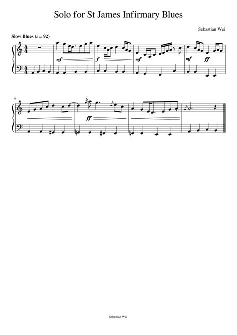 St James Infirmary Blues Solo Sheet Music For Piano Solo Easy