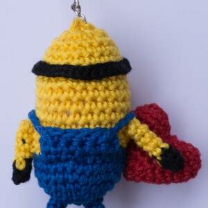 PATTERN Crocheted Despicable Me Minion Valentine Keychain Etsy